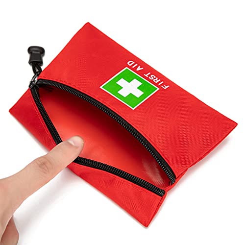 Red Emergency Bag First Aid Small Empty Travel Rescue Pouch First Responder Storage Medicine Pocket Bags for Car Home Office Kitchen