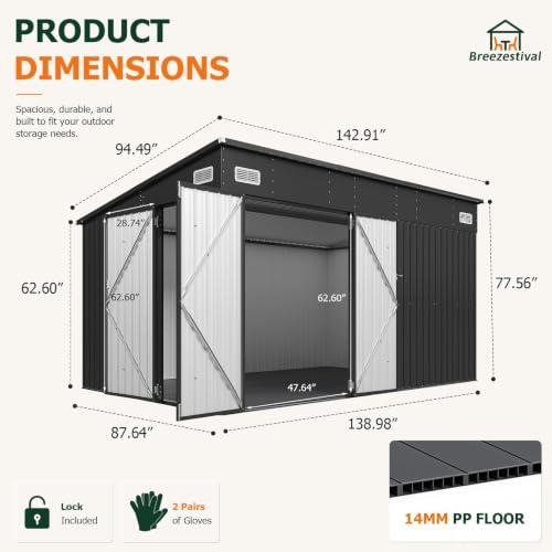 8'x12' Lean to Shed Metal Storage Shed with Floor