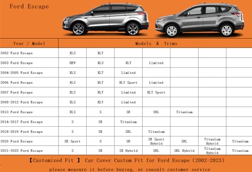 7 Layers Waterproof SUV Car Cover for Ford Escape 2000
