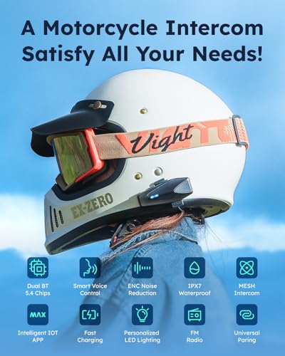 S1 Motorcycle Bluetooth Headset with Smart Voice Control (2 Count)