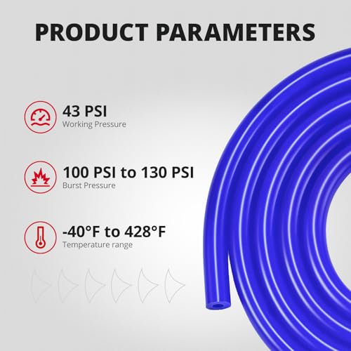 5/32 1/4 5/16 1/2 Silicone Vacuum Tubing Hose Line Kit 5FT 130PSI Max Pressure Blue (4mm 6mm 8mm 12.7mm)