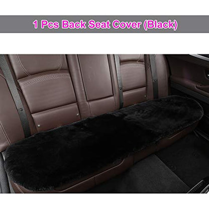 Black Genuine Sheepskin Car Rear Seat Cover for Fuzzy Back Cushion