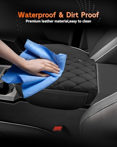 for 2024 2025 2026 Cybertruck Center Console Cover Armrest Cover for Tesla Cybertruck Accessories Arm Rest Protector with Side Pockets Back Mesh 4 Velcro Pockets