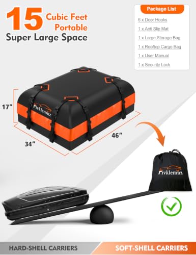 Car Rooftop Cargo Carrier Roof Bag Waterproof for All Top of Vehicle with
