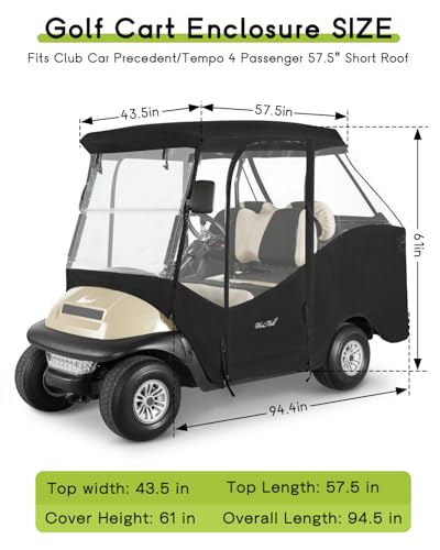 4 Passenger Golf Cart Enclosure for Club Car Precedent Tempo 57.5"