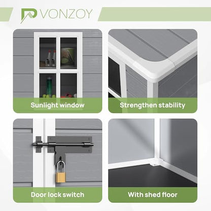 Outdoor Plastic Storage Shed with Floor