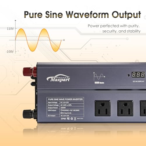1000W Pure Sine Wave Power Inverter12V DC to 120V AC Converter