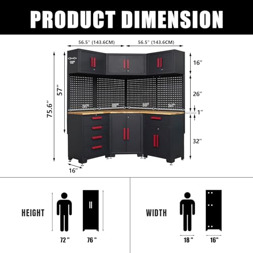 10Pcs Corner Garage Cabinets Storage System