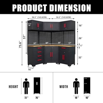 10Pcs Corner Garage Cabinets Storage System