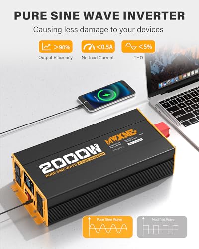 2000W Pure Sine Wave Inverter 12V DC to 110V 120V AC Car Converter for RV Truck Off