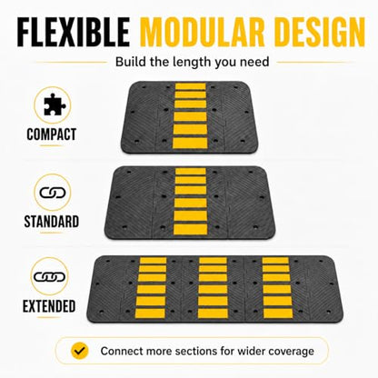 Rubber Speed Bump Middle Section 36"x20"x2" Heavy Duty 22