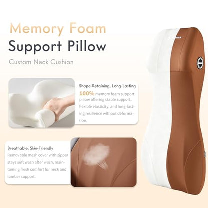 Memory Foam Seat Cushion for Car and Lumbar Support Headrest Pillow Ergonomic Car Seat Back Support Neck Pillow for Driving Truck Driver Seat Cushion Lumbar Pillows for Back Pain Relief