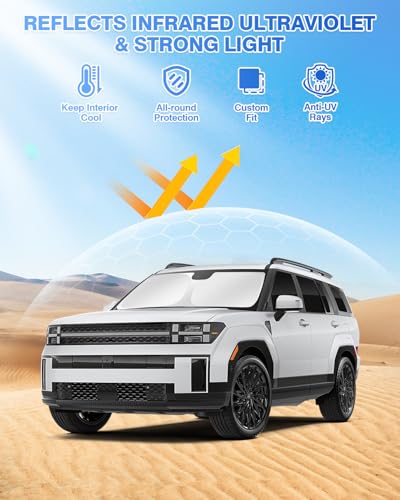 Sunshades for Hyundai Santa Fe 2024 2025 2026 Accessories Windshield Sun Shade Side Rear Window Shade Cover Sun Visor Shield Privacy Protection Keep Vehicle Cool Black 10PCS (10 Count)