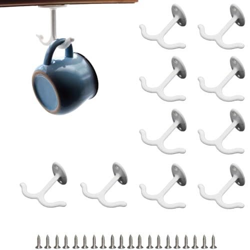 10 Pcs Zinc Alloy Ceiling Double Hook Cabinet Wardrobe Coat Towel Hat Hook Hooks Under Cabinet Shelf (10 Count)