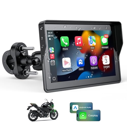 5 Inch Motorcycle Carplay GPS Navigation System with Apple Carplay and Android Auto Portable Screen with Dual Bluetooth
