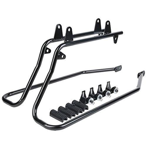 Motorcycle Stretched Saddlebags with Black Conversion Brackets Fit For Harley Softail Deluxe Heritage Softail 1984