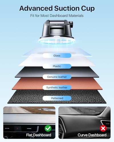 Military Grade】andobil 3 in1 Magnetic Phone Holder for Car Dashboard Windshield Vent 【Upgrade Suction & Strongest Magnet】Retractable for MagSafe Car Mount Mats for iPhone 17 16 15 14 Pro Max Sumsung