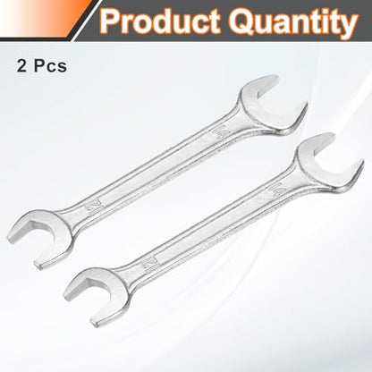 2pcs Double Open End Wrench 12mm x 14mm Metric 15 Degree Offset Angle Small Flat Head Wrench Galvanizing Open Ended Spanner for Automotive Repair Furniture Assembly (2 Count)