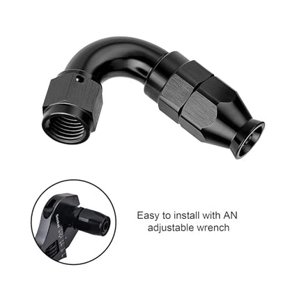4AN 120 Degree PTFE One Piece Full Flow End Hose Fitting Aluminum Black
