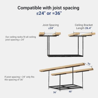 3x4 Overhead Garage Ceiling Storage Rack Organization