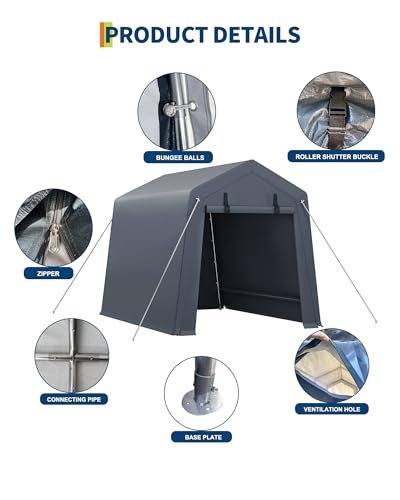 6x8 Ft Carport Heavy Duty Tent with Roll