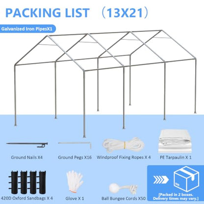 13x21 FT Enclosed Carport with Roll