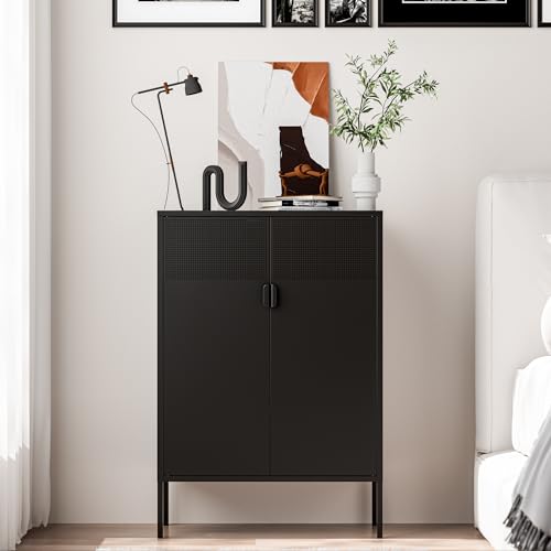 2 Mesh Door Metal Storage Cabinet with Adjustable Shelves