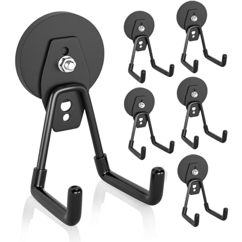 Strong Magnetic Hooks Large Rare Earth Magnet Hooks Heavy Duty Utility Magnetic Tool Holder for Garage Organization (6 Count)