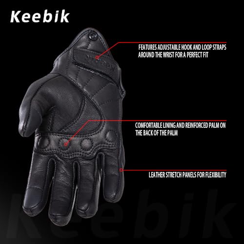 Goatskin Leather Motorcycle Motorbike Powersports Racing Gloves Reflective Skull Touchscreen for Men and Women Model