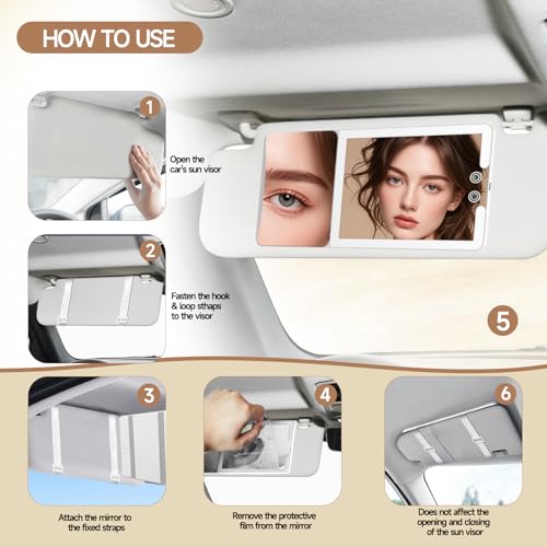 Car Sun Visor Vanity Mirror with Lights