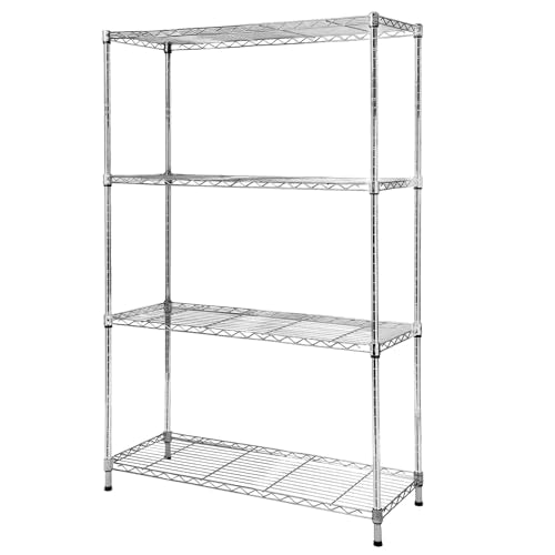 Heavy Duty 4 Tiers Chrome Steel Wire Shelving NSF Certified. Adjustable Storage Rack for Kitchen