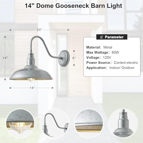 14in Outdoor Gooseneck Barn Lights for Patio