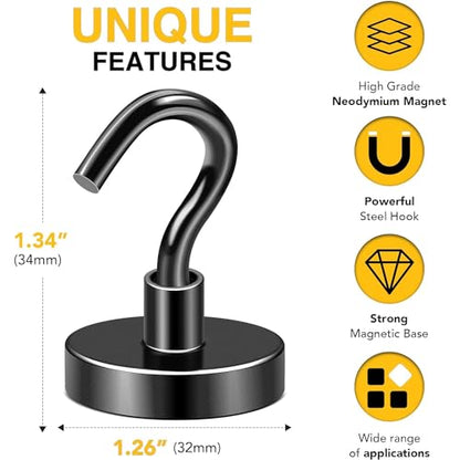 Magnetic Hooks 8pcs 120lbs Cruise Essentials 2026 Magnet Hook Black (8 Count)