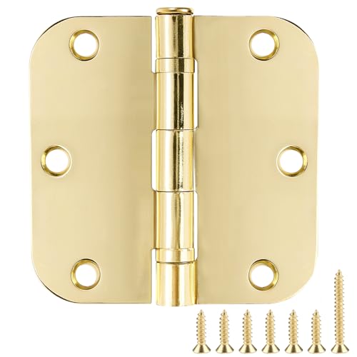 Rounded Door Hinges Polished Brass 3.5 Inch 5 (24 Count)