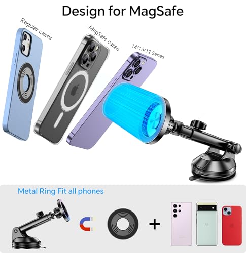for MagSafe Car Mount【Windshield+Vent+Dash】Magnetic Phone Holder for Car Phone Holder Mount Cell Phone Holders for Your Car Accessories Suction Phone Mount for Car Truck Stand for iPhone 17 16