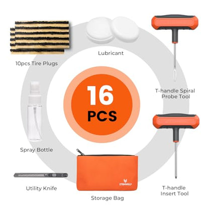 Flat Tire Repair Kit with Plugs 16 Pcs