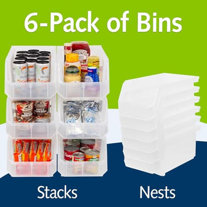 Akro Mils ReadySpace Large Stackable Plastic Storage Bins (6 Count)
