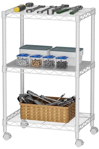 3 Small Wire Shelves Kitchen Pantry Close Home Organizers and Storage Bathroom Shelf Laundry Room Organization Adjustable Book Metal Garage Shelving Unit