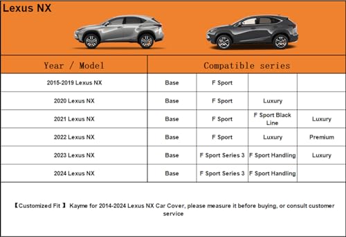 7 Layers Waterproof SUV Car Cover for Lexus NX 300 350 2015