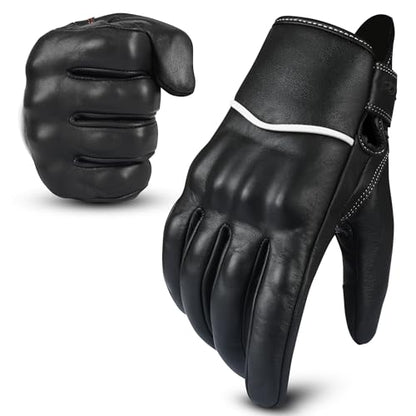 Motorcycle Gloves Men's Leather Motorbike Gloves Touchscreen Function