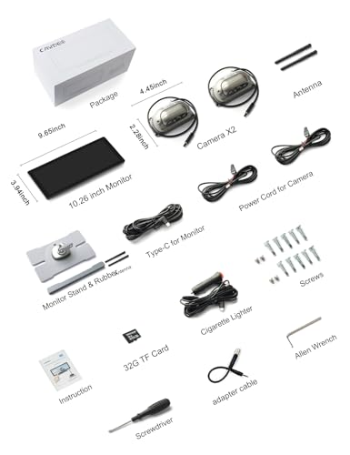 Wireless Backup Cameras System with 10.26"Pre (2 Count)