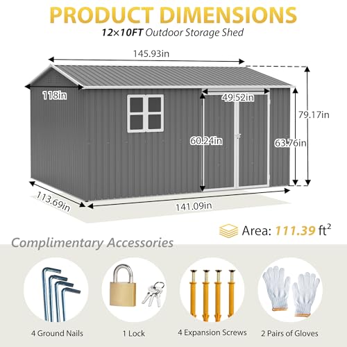 12x10 FT Outdoor Storage Shed
