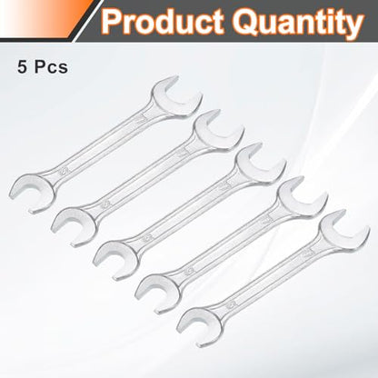 5pcs Double Open End Wrench 13mm x 17mm Metric 15 Degree Offset Angle Small Flat Head Wrench Galvanizing Open Ended Spanner for Automotive Repair Furniture Assembly (5 Count)