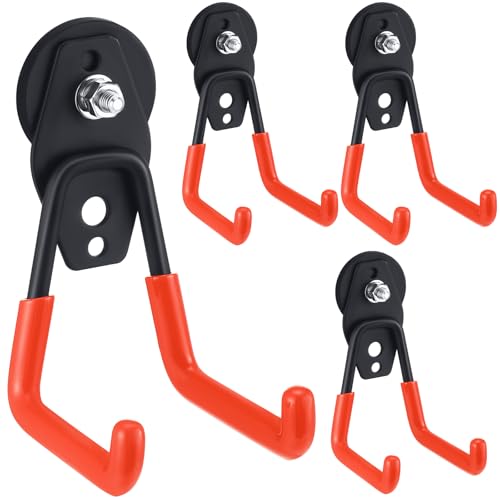 4 Pcs Large Magnetic Hooks Heavy Duty Garage Magnet Hooks Strong Storage Utility Magnetic Hangers with Anti Slip Rubber Coating for Indoor and Outdoor Hanging