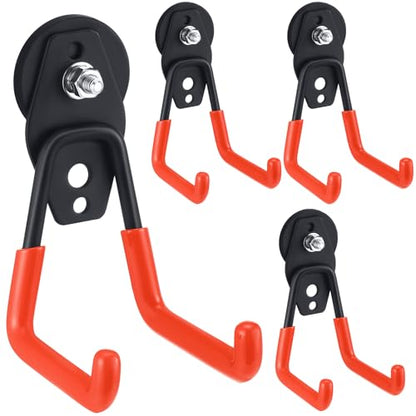 4 Pcs Large Magnetic Hooks Heavy Duty Garage Magnet Hooks Strong Storage Utility Magnetic Hangers with Anti Slip Rubber Coating for Indoor and Outdoor Hanging