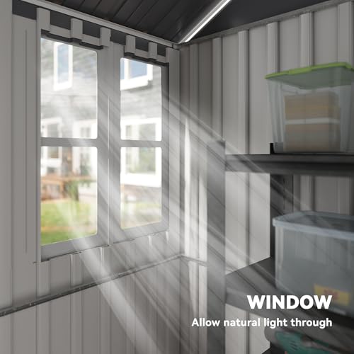 8' x 5.5' Outdoor Storage Shed Metal Garden Shed Window Gray