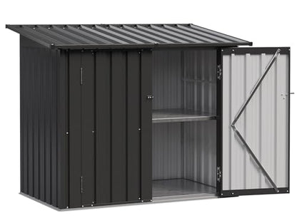Outdoor Storage Cabinet 35Cu.Ft Metal Storage Shed with Floor&Shelf (2 Count (Shelves))
