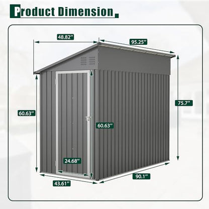 4x8 FT Lean to Metal Shed