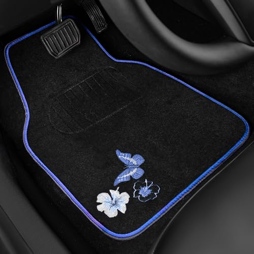 Universal Fit Embroidery Butterfly and Flower Car Floor Mats