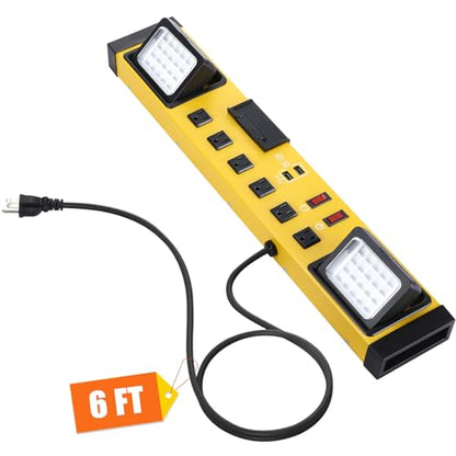 6 Outlets Power Strip with LED Worklight
